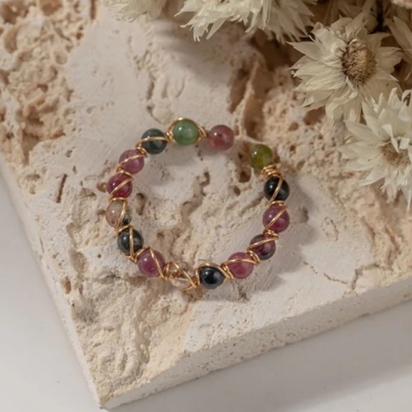 Boho Multi Natural Stone Linked ✨️ Ring - Picture 6 of 6